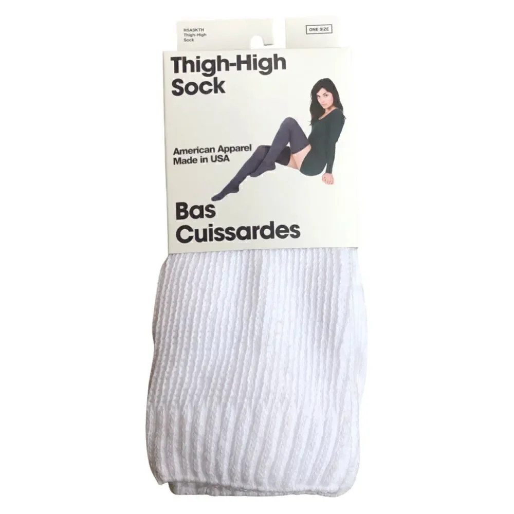 American Apparel Brand New 2000s Y2K White Vintage Deadstock Thigh High Socks